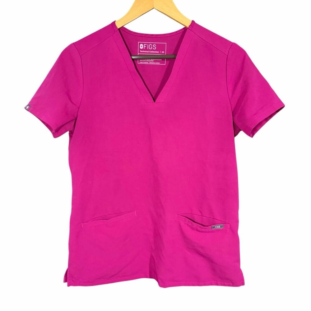 FIGS Women's Scrub Top in Bright Magenta
